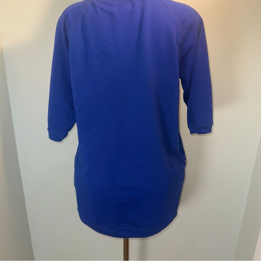 ellos Plus Size French Terry Zip Pocket Tunic Top 14/16 Blue, 3/4 Sleeves​​​ - Picture 8 of 14